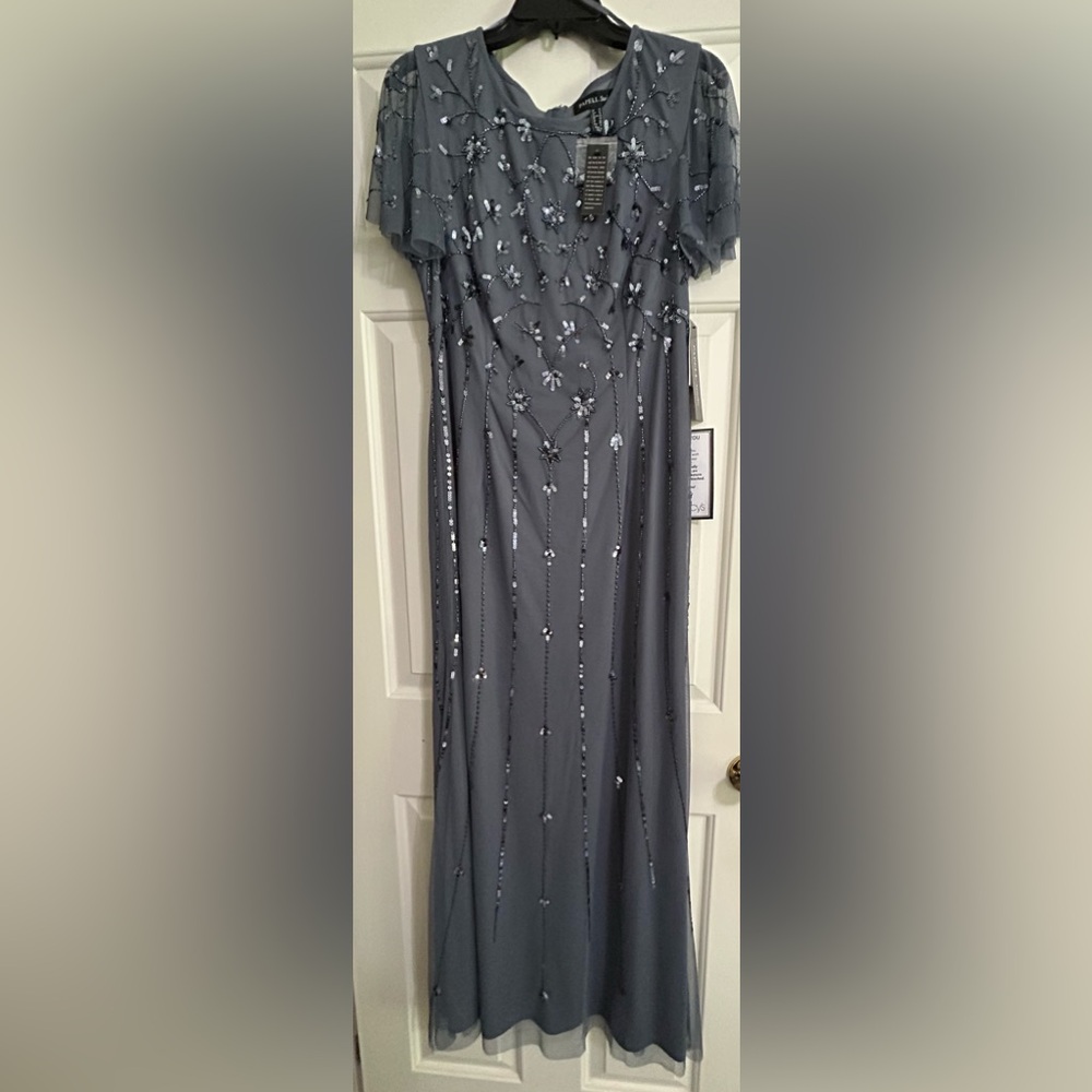 Elegant Gray Beaded Dress